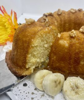 Banana Walnut Honey Rum Cake